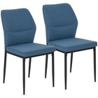 HOMCOM 2 Dining Chairs, Curved Back, Padded Seat, Blue, Refurbished