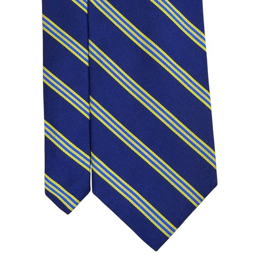 Vintage Brooks Brothers blau gelb gestreifte Seidenkrawatte klassisches Design - Bild 3 von 7