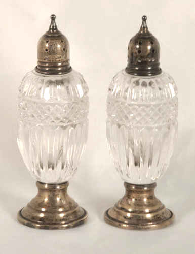 Sheridan Sterlingsilber Salz & Pfefferstreuer - gepresstes Glas mitten & gewichtet - Bild 1 von 17