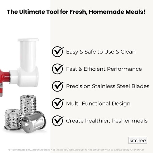 Kitchee Slicer Shredder Grater 3 Attachments - Compatible with KitchenAid Mixer - Picture 7 of 8