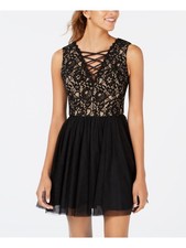 BLONDIE NITES Womens Mini Dress Black Lined Molded Cups Juniors 11