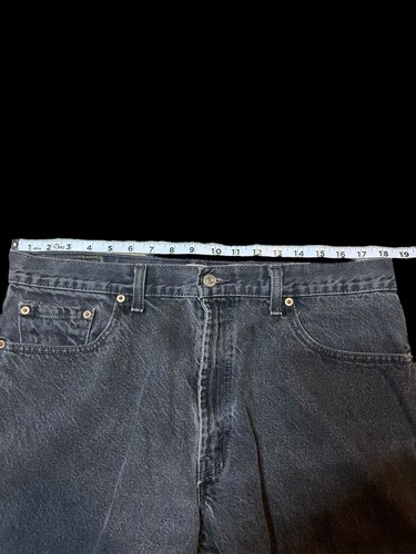 Vintage Levi 505 Black Denim Shorts Jorts Relaxed Fit 90s Faded Raw Hem Size 36 - Bild 6 von 6