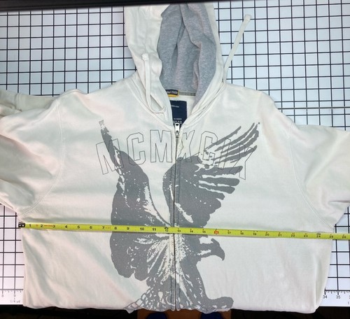 Vintage Y2K Nautica Jeans Full Zip Hoodie Roman Numeral Eagle 1999 Men's 2XL - Picture 12 of 16