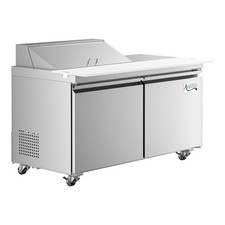 60" 2 Door Stainless Steel ADA Height Refrigerated Sandwich Prep Table with Work