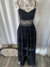 Bebe Black Lace Panels Midi Dress Women’s Size 4