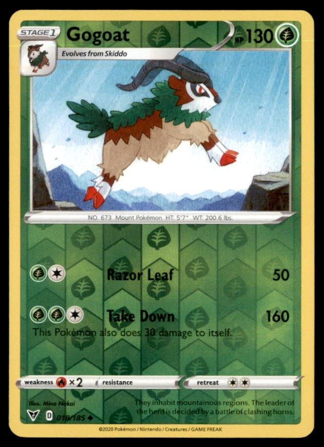 Pokemon Gogoat 18/185 Vivid Voltage Reverse Holo 4 Card Lot