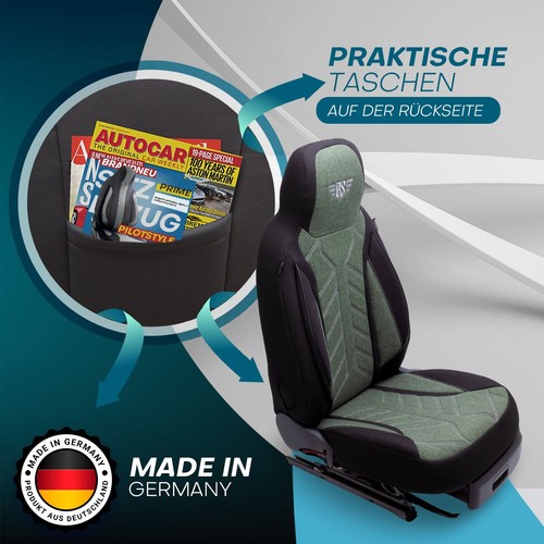 Fundas de asiento de autocaravana Pilot adecuadas para Arce Canada (negro-verde) - Imagen 7 de 13
