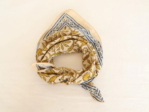 Block Print Bandana 100% Cotton Handmade Scarf Head Wrap Boho Style - Picture 9 of 9