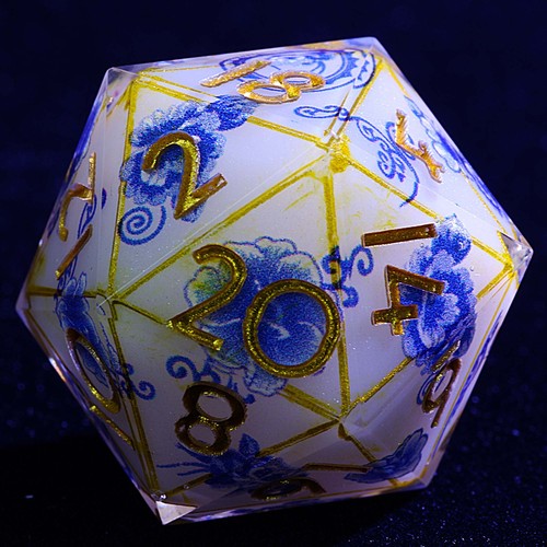 Juego de 9 dados DnD de resina poliédrica azul imperial decreto para mazmorras dragones juego de rol - Imagen 2 de 3