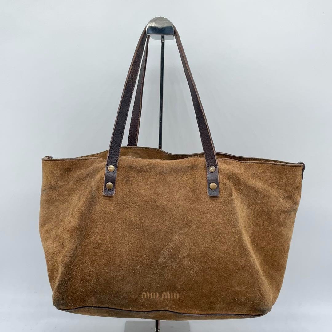 Miu Miu Archive Handbag – Tote Bag – Brown Suede Leather