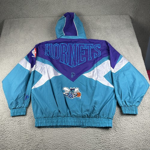 Vintage Charlotte Hornets Jacke Herren XL NBA Basketball Pro Player 90s Zip Hood