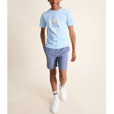 NEW CHUBBIES Boys Soft Blue The Howlin' For The Weekend Pullover T-Shirt Small