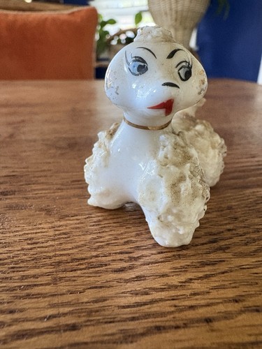 Vintage Spaghetti Pudel Ornament Figur Miniatur Mid Century Keramik Hund 3 Zoll - Bild 2 von 6