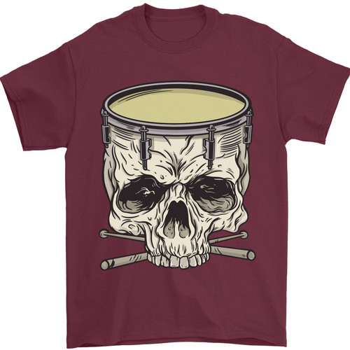 Calavera Oscuro Tambor Baterista Tocar la Batería Camiseta Hombre 100% Algodón - Imagen 14 de 28