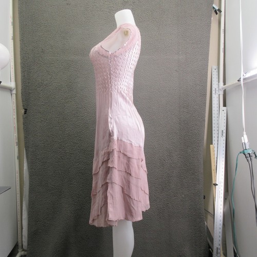 Vestido Komarov Para Mujer Pequeño Rosa Arrugado Plisado Asimétrico Dobladillo en Niveles Hecho en EE. UU. - Imagen 4 de 23