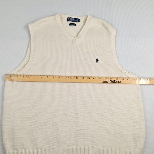 Vintage Polo Ralph Lauren Men's Sweater Vest Sz XL Cream Pony Rib Hong Kong Knit - Picture 10 of 18