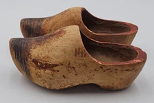 Wooden Dutch Clogs Shoes Vintage Hand Carved Well Worn Paint Sinterklaas