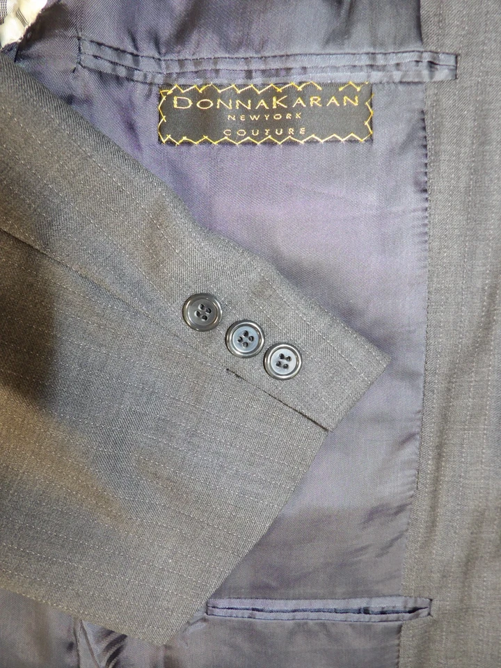 Donna Karan Mens Suit 42r 36 X 28 Light Gray Slim Fit Poly Rayon Elastaine T#307 - Image 3 of 4