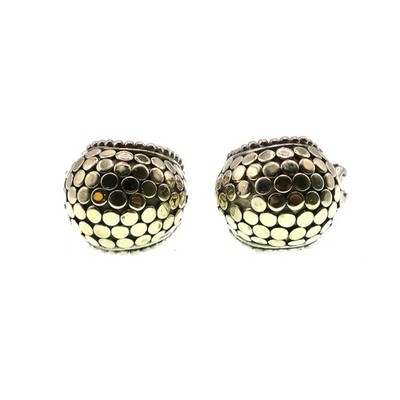 JOHN HARDY Sterling Silver and 18K Yellow Gold Omega Back Stud Earrings 925