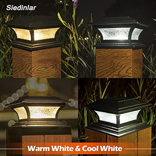 Solar Post Lights Outdoor Glass LED Fence Cap Light 2 Modes for 2 Pack Black - Picture 5 of 7