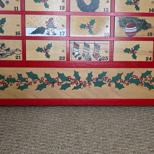 L.L. BEAN Christmas Advent Calendar Red Wood 15" x 17" Countdown Doors VINTAGE - Picture 4 of 9