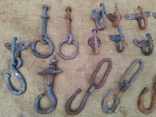 Vintage Antique Wrought Iron Horse Cart Hooks Rings Tethers Etc FREE UK P&P - Picture 4 of 5
