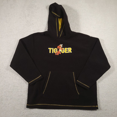 Disney Tigger Hoodie Sweater Mens Adult Large Black Sweatshirt 90s Embroidered