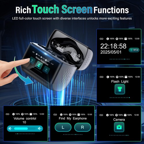 Wireless Earbuds, Bluetooth 5.4 Headphones with Multifunction Touch Screen, 4... - Picture 4 of 9