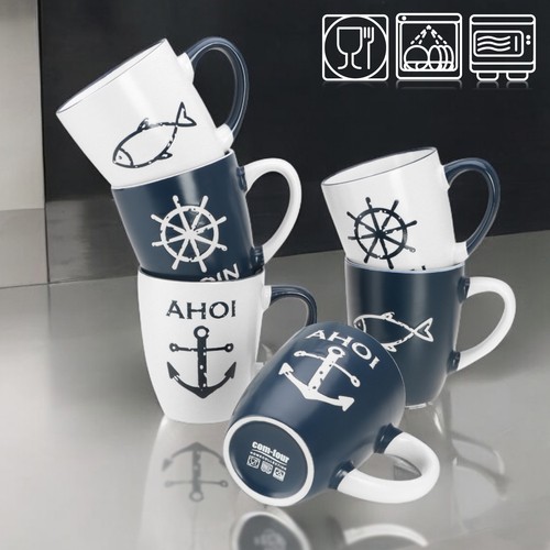 6x Kaffeebecher aus Keramik - Maritime Kaffeetassen - Bild 3 von 7