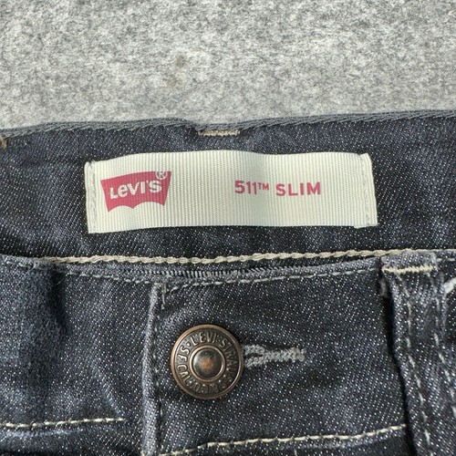 Levi's 511 Denim Slim Jeans Youth Size 10 REG 25x25 Dark Blue Pockets Zip Fly - Picture 7 of 15