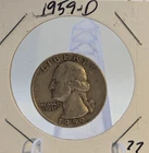 1959-D Denver Mint Silver Washington Quarter Coin 90% Silver