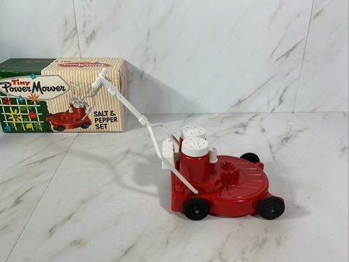 Juego de sal y pimienta miniatura cortacésped pequeño vintage ~ nuevo en caja original ~ EE. UU. - Imagen 8 de 23