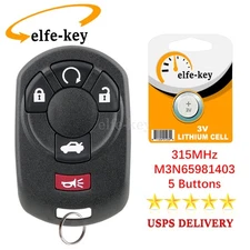 Replacement 5 Buttons Remote Start Car Key Fob for Cadillac STS 2005 2006 2007