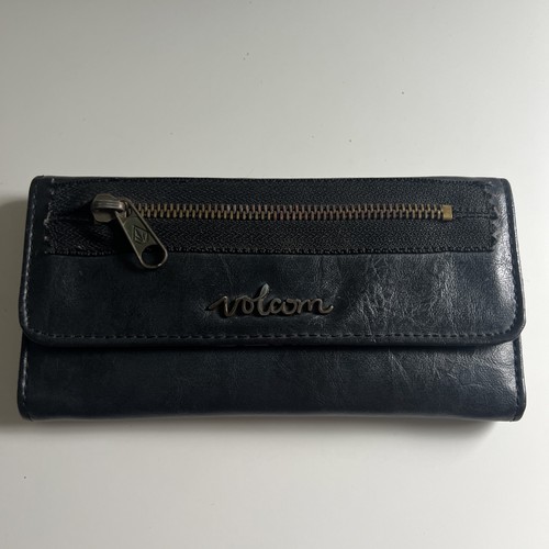Volcom Metal Mouth Wallet Black Leopard Lining Coin Credit Card Slot Long Womens - Picture 3 of 8