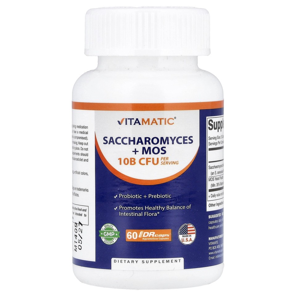 Saccharomyces + MOS, 60 DRcaps® Hypromellose Capsules