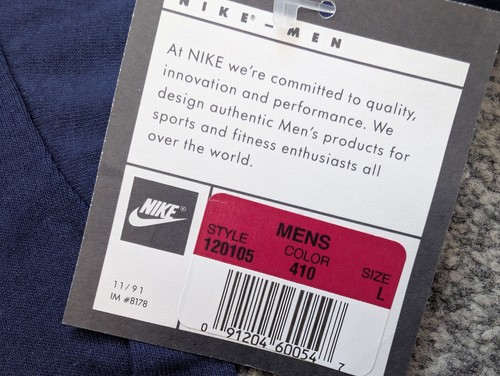 Camisa Nike De Colección Para Hombres Grande Azul Puntada Única Nueva de Lote Antiguo Años 80 Hecha en EE. UU. - Imagen 11 de 18