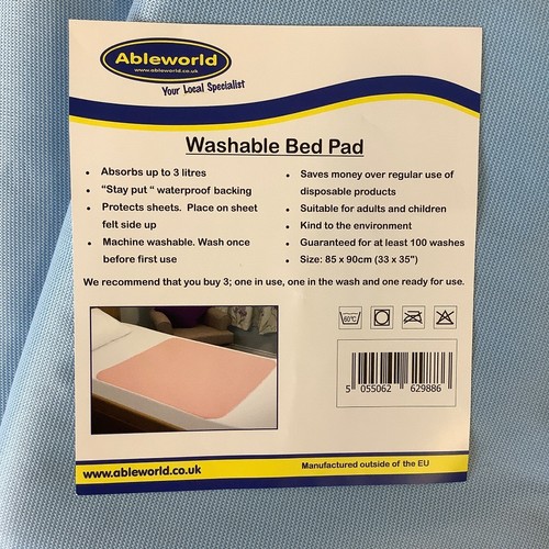 ABLEWORLD - WASCHBARE BETTUNTERLAGE - 85cm x 90cm Neu in Verpackung CG L25