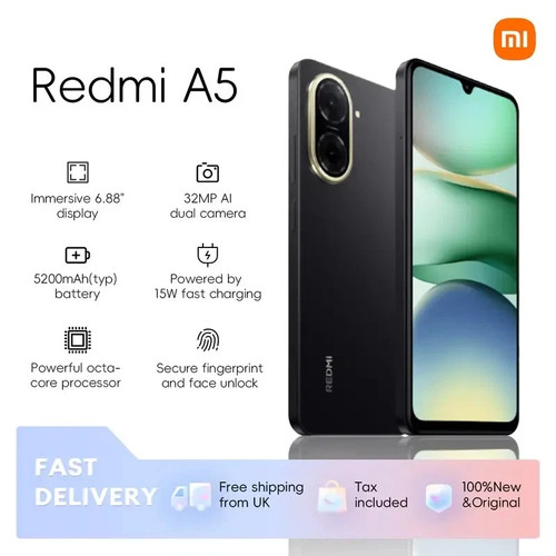 Xiaomi Redmi A5 Smartphone – 3GB+64GB, 6.52' HD+ Display 5000mAh Battery, Black - Picture 6 of 7