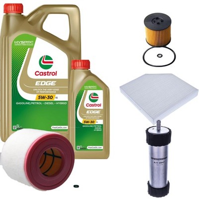 Inspektionspaket Castrol EDGE Titanium 5W-30 LL 6L für Audi A6 Avant 2.0 TDI