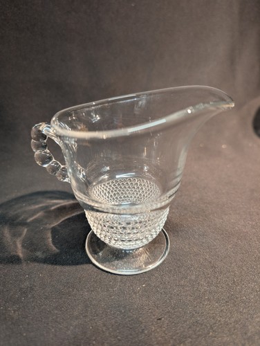 Duncan & Miller Glass Clear glass creamer & sugar bowl TEAR DROP Vaseline Glass - Picture 9 of 10