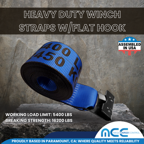 USA 4" x 40' 50' 60' Winch Strap w/Flat Hook Flatbed Truck Trailer Farm 5400 LBS - Picture 3 of 15