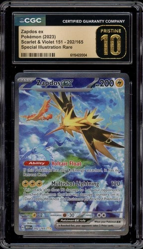 Pokemon Zapdos ex 151 MEW EN Special Illustration Rare #202 CGC 10 Pristine