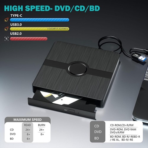 External Ray Drive,CD/DVD Burner Player with Read/Write Capability5680 - Afbeelding 4 van 7
