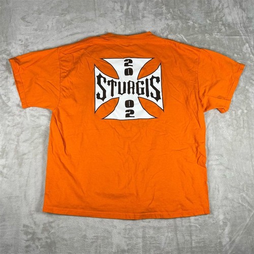 2002 Sturgis Rally Orange Grafik T-Shirt Herren 2XL Vintage Kurzarm - Bild 3 von 7