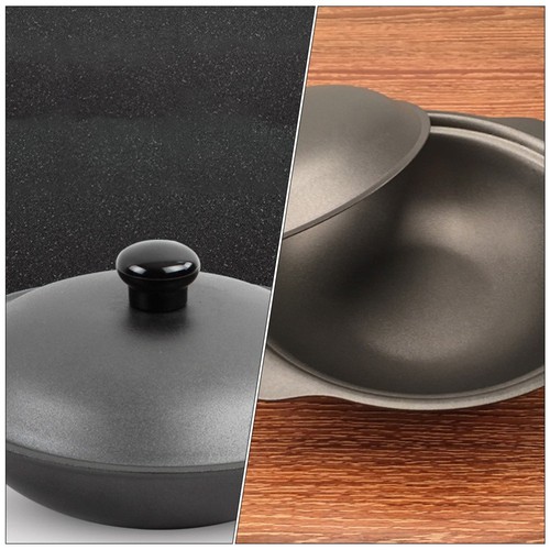 Sartén para estofar arroz con tapa cazuela redonda de hierro fundido utensilios de cocina - Imagen 5 de 12
