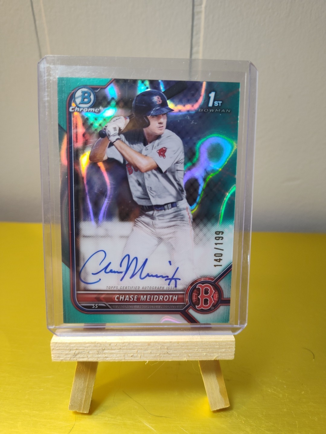 2022 (1ST) Bowman Chrome Draft CHASE MEIDROTH Auto RC Aqua Lava Refractor #D/199