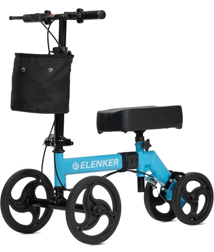 ELENKER Steerable Knee Walker 10" Deluxe Medical Scooter Foot Injuries Black