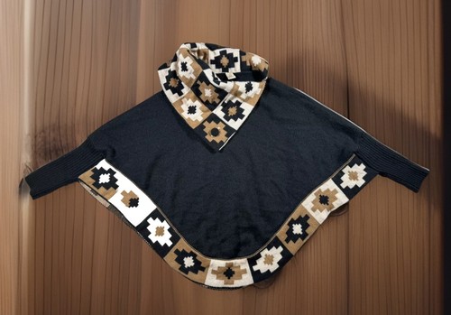 Alpaca Collection Made In Peru Women Poncho Scarf Cape One Size Geometric