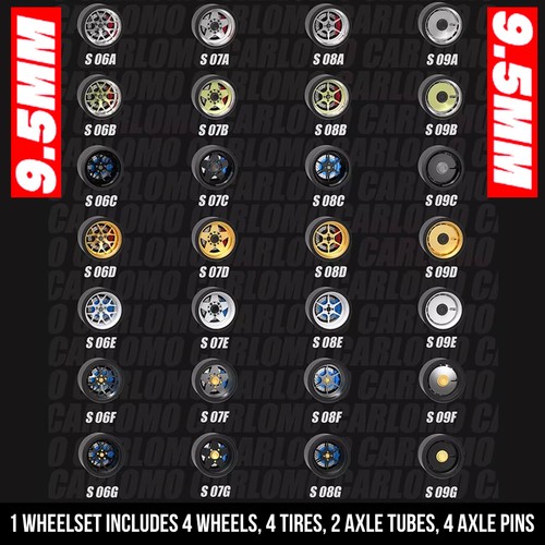 1/64 Scale CARLOMO ALLOY S BRAKES Real Rider Wheels Rims Tires Set for Hot - Picture 42 of 65
