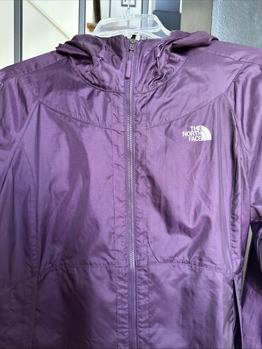 The North Face Purple Long Sleeve Hoodie Raincoat Windbreaker LOGO Jacket Size L - Picture 3 of 12